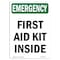 Signmission OSHA Emergency Sign, 14" Height, Rigid Plastic, First Aid Kit Inside, Portrait, EM-P-1014-V-10483 OS-EM-P-1014-V-10483 - alternate 1